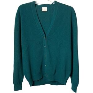 Vintage Jonelle Green Lambswool Superwash Cardigan - XL